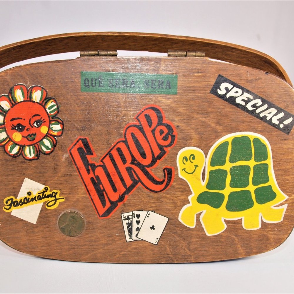 Vintage 1960’s Signed & Dated Nan Caro Hand-Painted Travel Purse - Picture 7 of 10